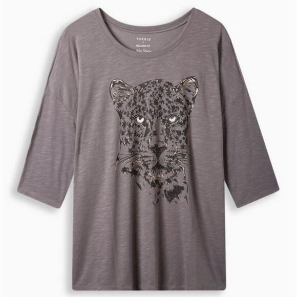 Torrid Leopard Relaxed Fit Scoop Neck Drop Shoulder Tee in Size 2 - Picture 1 of 7